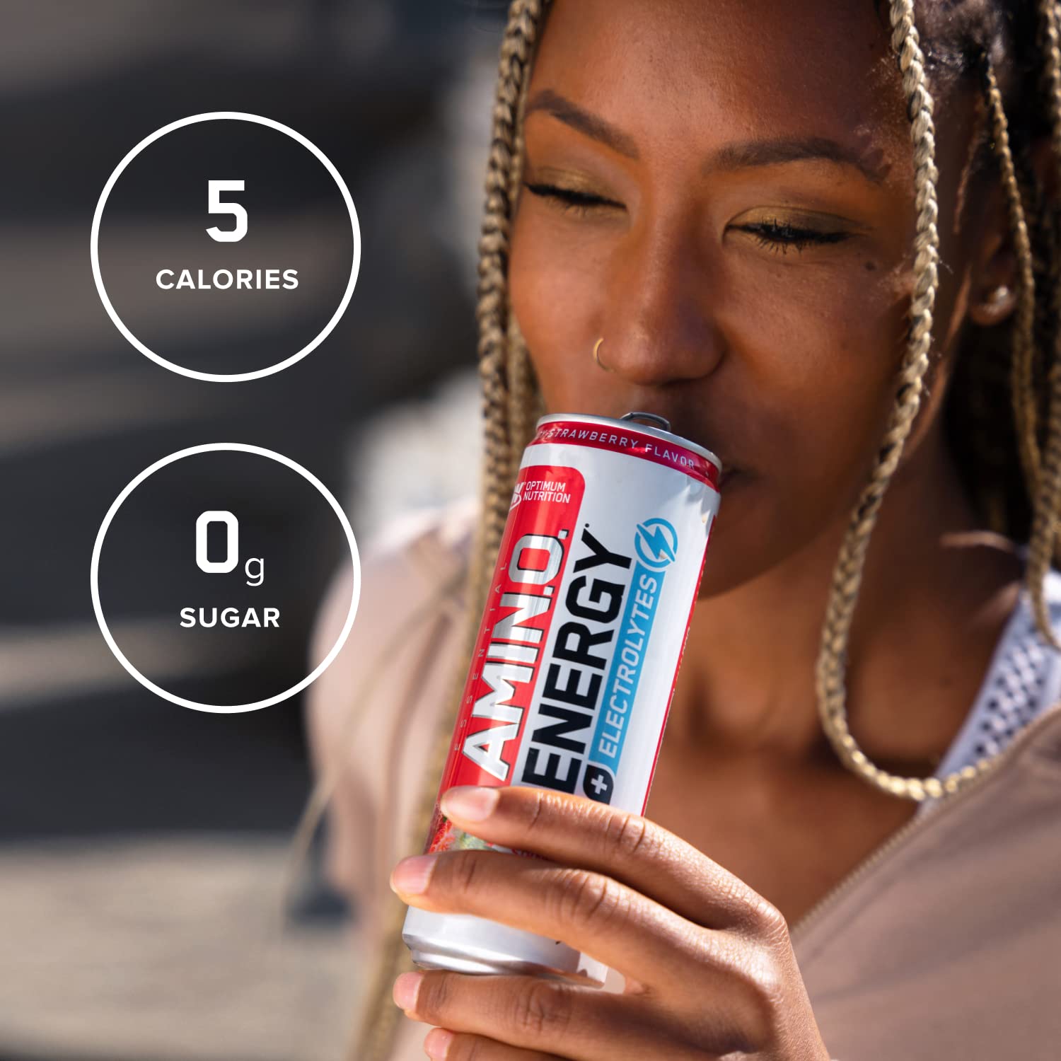 Optimum Nutrition Amino Energy Drink + Electrolytes for Hydration - Sugar Free， Amino Acids， BCAA， Keto Friendly， Sparkling Drink - Blueberry Lemonade， Pack of 12 (Packaging May Vary) - Image 4